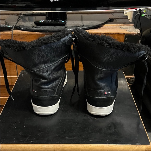 PAJAR LEATHER WATERPROOF FAUX FUR TRIM SNEAKER BOOTS SIZE 10-10.5 BLACK - Picture 14 of 16
